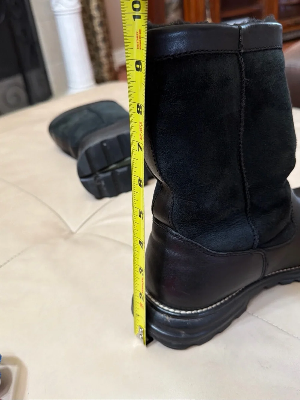 Women's Black Ugg Leather & Suede Mid-Calf Boot, Size 8